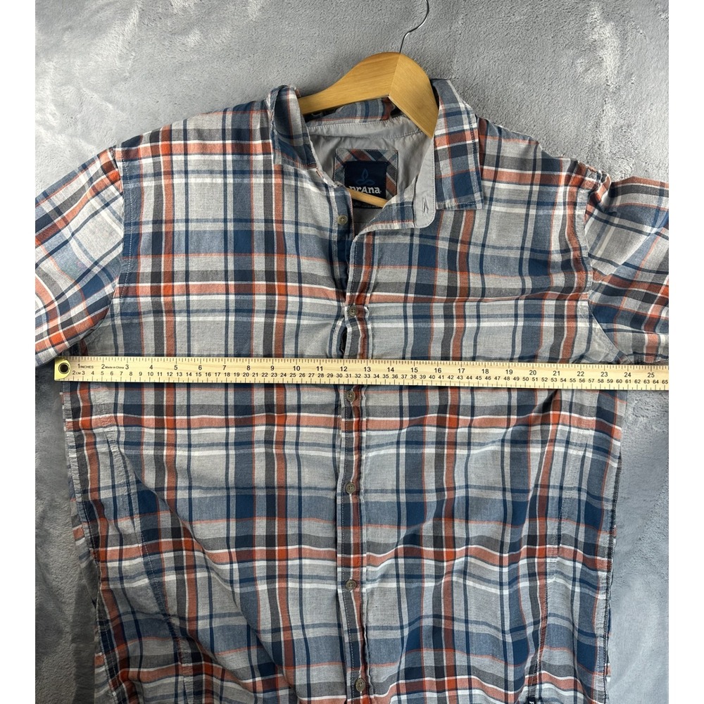 Prana Shirt Mens Size XL Gray Plaid Short Sleeve Outdoor Hiking Casual - Picture 6 of 9